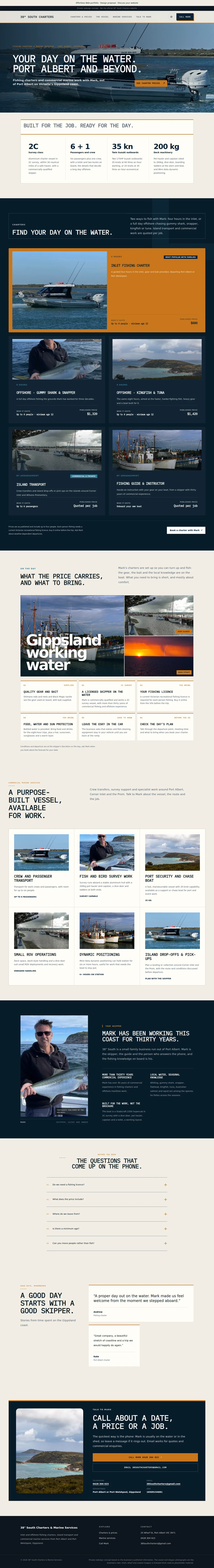 Fishing charters & marine services — our design, complete page