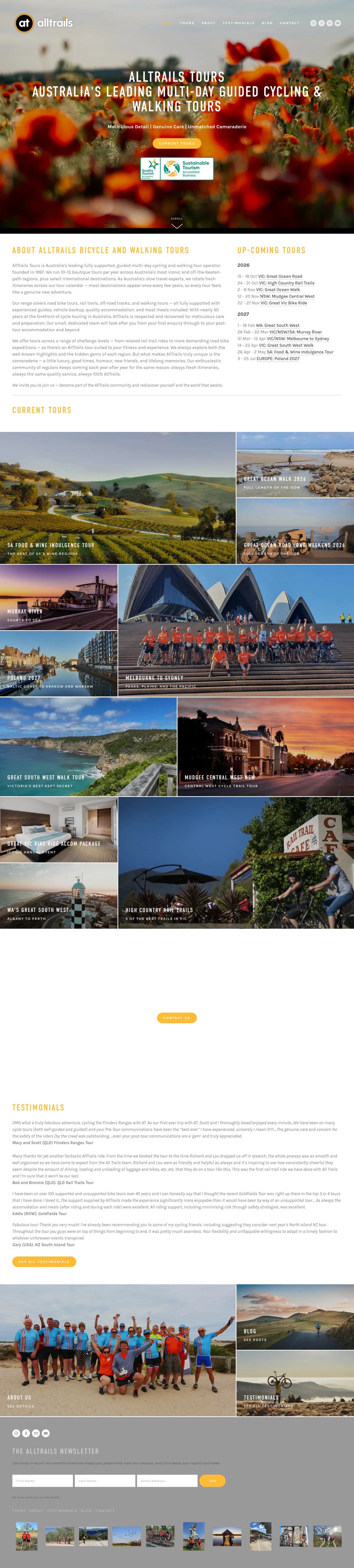 Guided cycling & walking holidays — their website design, full-page capture