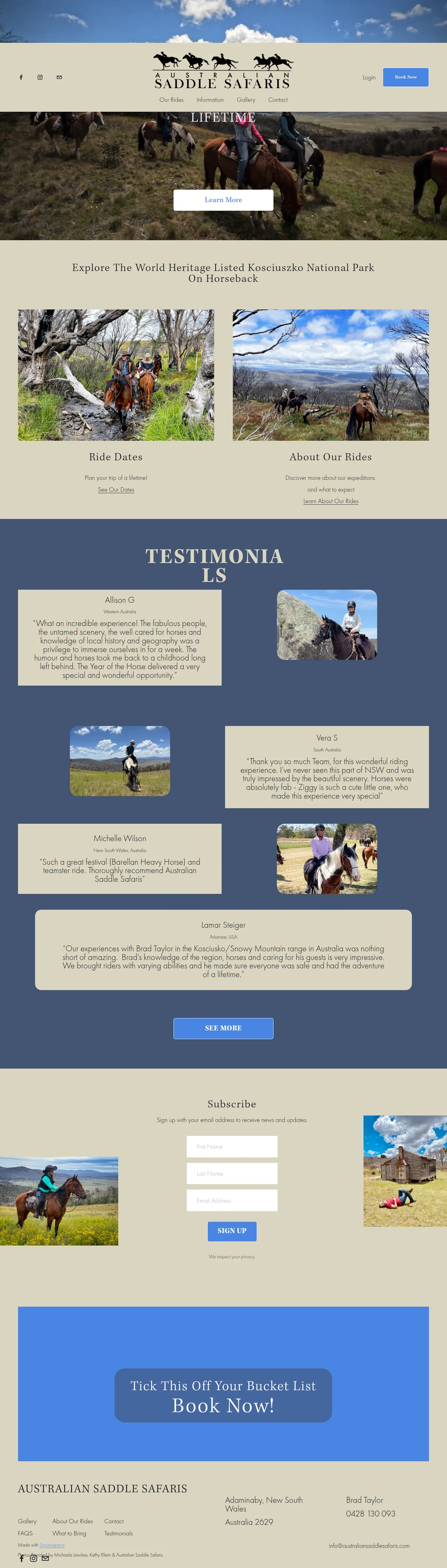 Horseback adventures in the high country — their website design, full-page capture