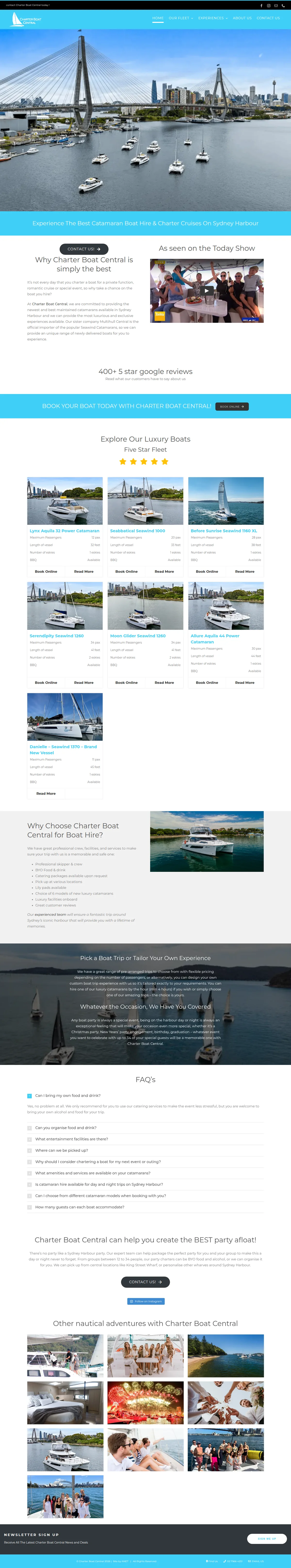 Private charters on Sydney Harbour — their website design, full-page capture