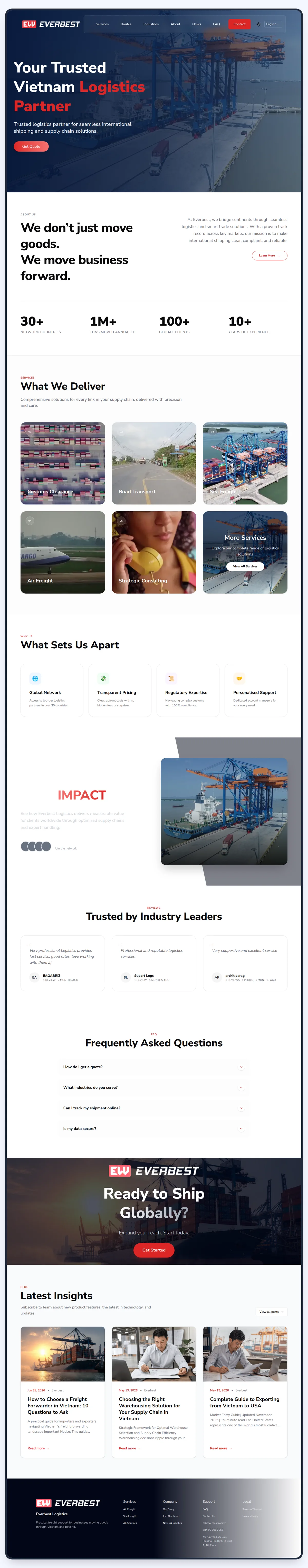International logistics in Vietnam — our design, complete page