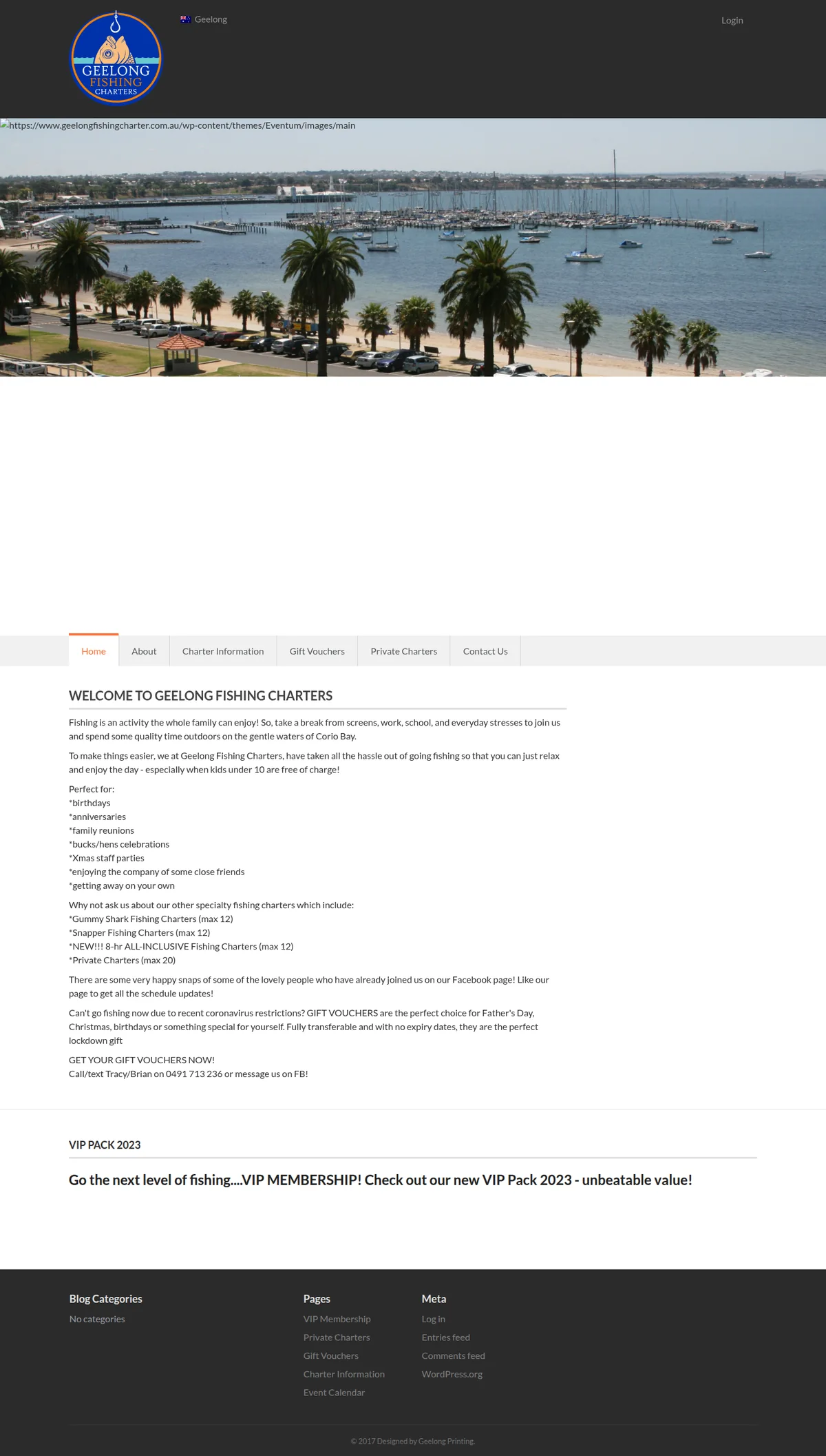 Family fishing trips in Geelong — their website design, full-page capture
