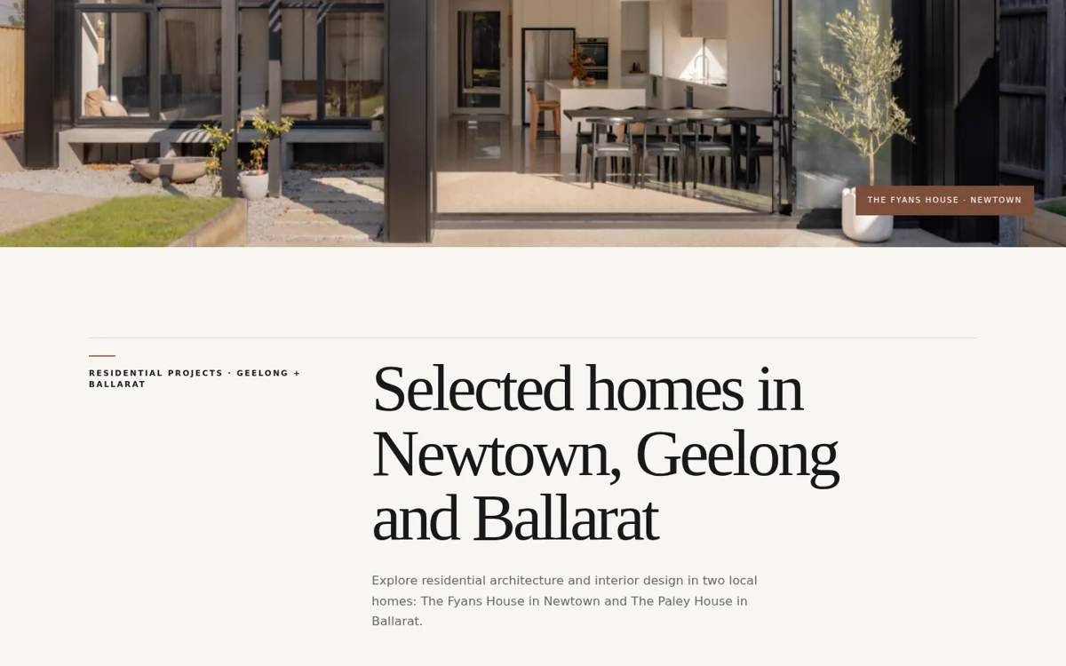 A residential architecture studio content and interface detail
