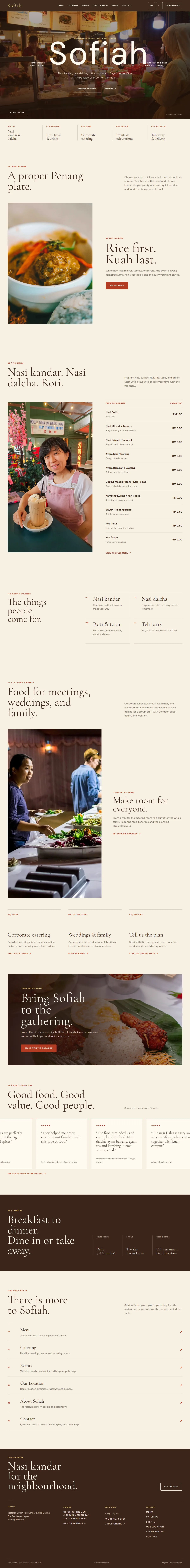 A neighbourhood restaurant in Penang — complete website design
