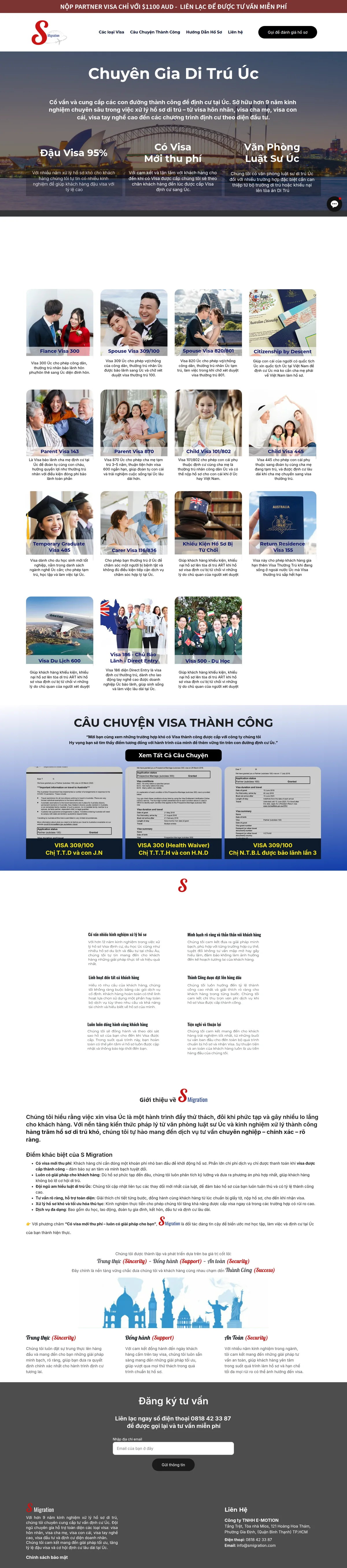 A Vietnamese migration consultancy — their website design, full-page capture