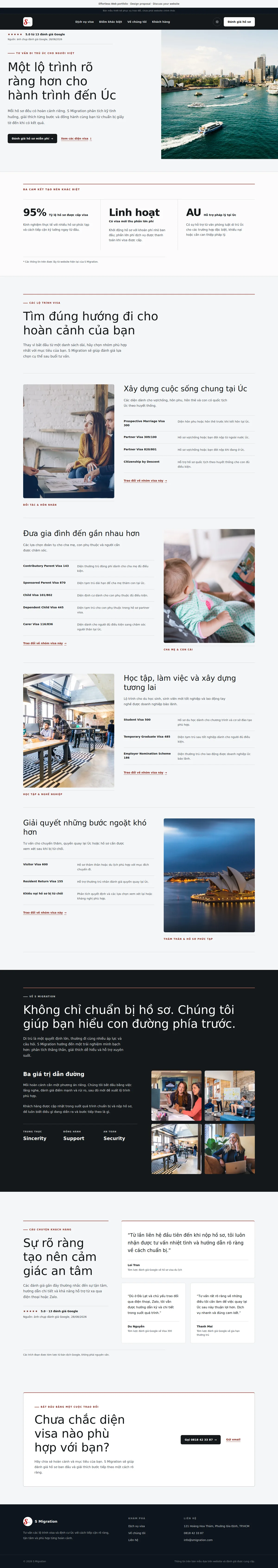 A Vietnamese migration consultancy — our design, complete page