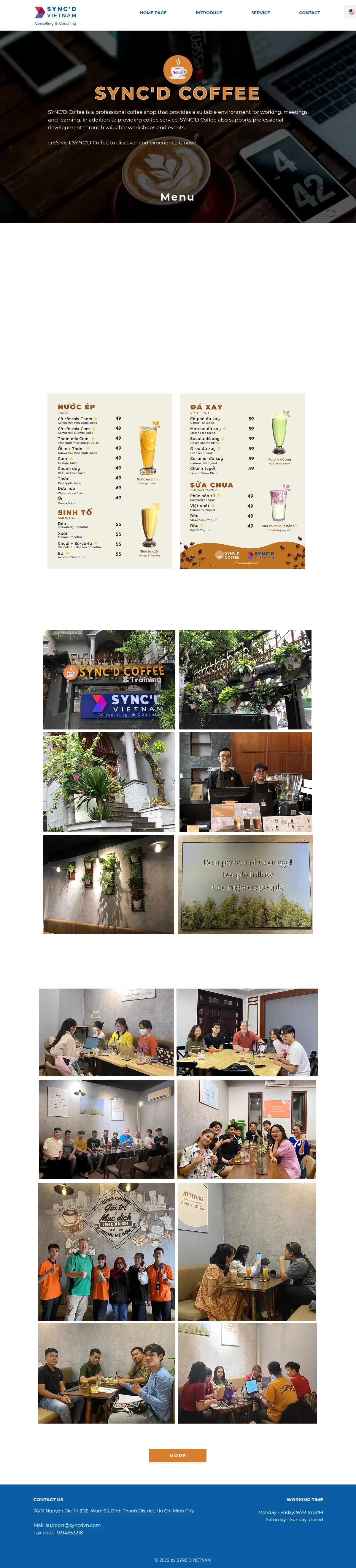 Their café website design: introduction, image-based menu, space and community galleries